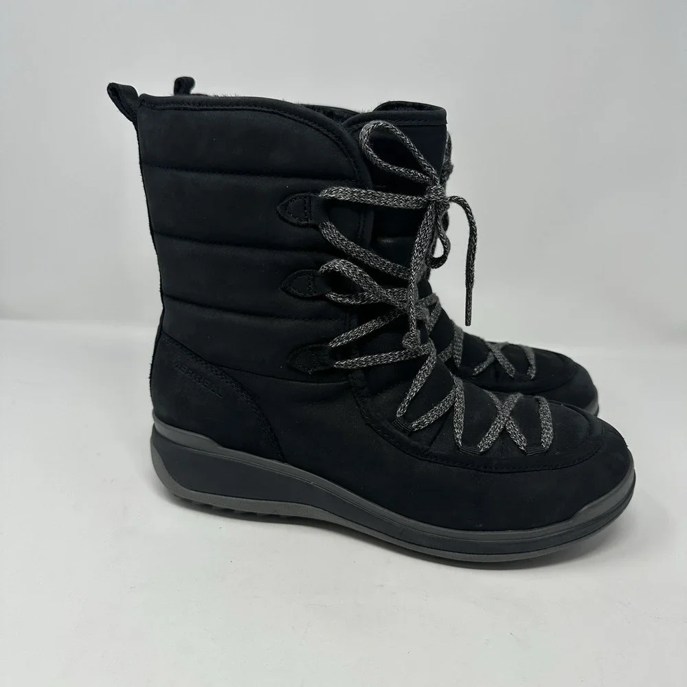 Merrell Snowcreek Cozy Polar Waterproof Snow boots Black Leather Women's 9M